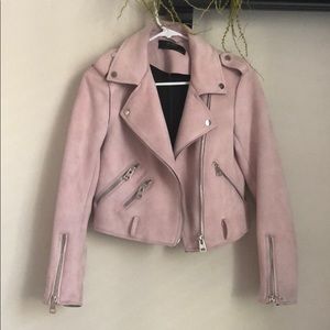 Zara suede pink Moto jacket